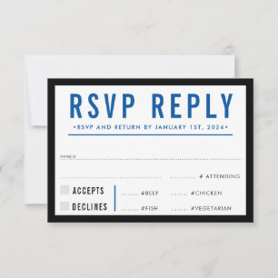 RSVP REACTIE Eenvoudig modern zwart koninklijk bla Kaartje