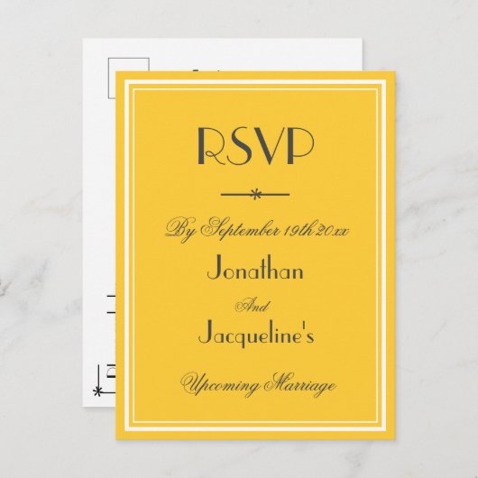 RSVP Reactie Elegante Klassieke Bruiloft Uitnodiging Briefkaart (Voorkant / Achterkant)