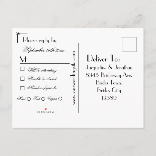 RSVP Reactie Elegante Klassieke Bruiloft Uitnodiging Briefkaart (Achterkant)