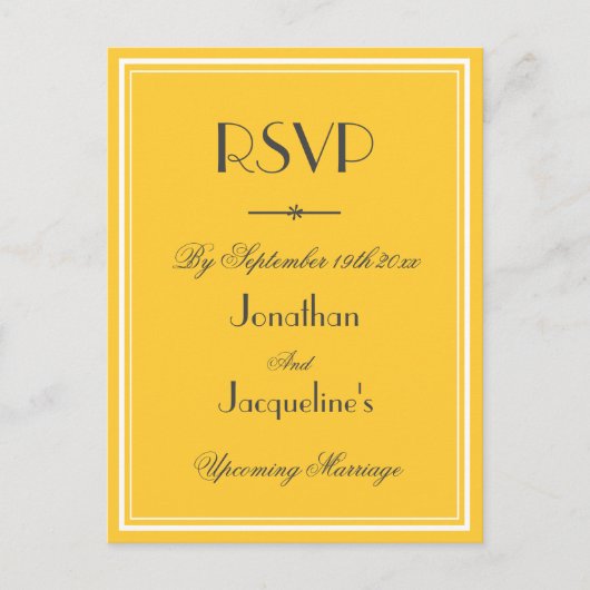 RSVP Reactie Elegante Klassieke Bruiloft Uitnodiging Briefkaart (Voorkant)