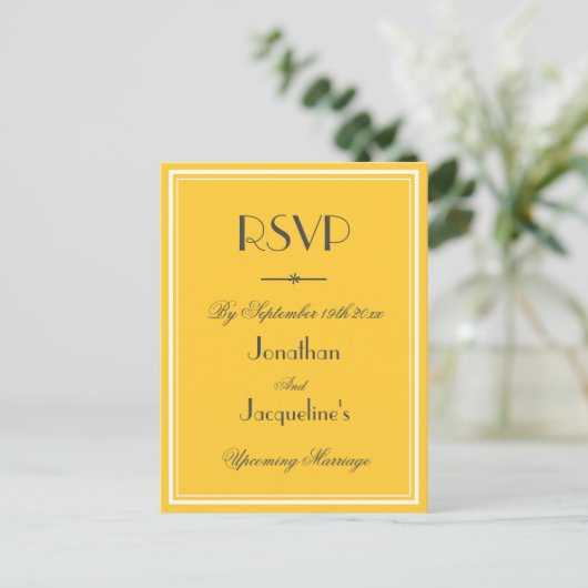 RSVP Reactie Elegante Klassieke Bruiloft Uitnodiging Briefkaart (Staand voorkant)