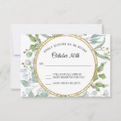 RSVP-reactie Eucalyptus Gouden Krans Blad Kaart (Voorkant)