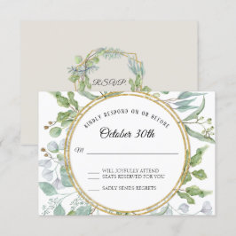 RSVP-reactie Eucalyptus Gouden Krans Blad Kaart
