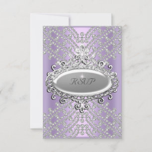RSVP-reactie feest lila paars wit diamant RSVP Kaartje