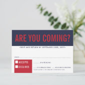 RSVP REACTIE fun bold block navy donkerrood Kaartje (Staand voorkant)