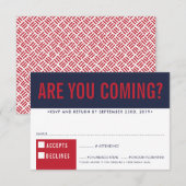 RSVP REACTIE fun bold block navy donkerrood Kaartje (Voorkant / Achterkant)