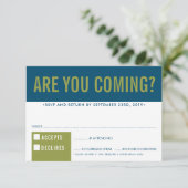 RSVP REACTIE fun bold block olijf donkerblauw Kaartje (Staand voorkant)