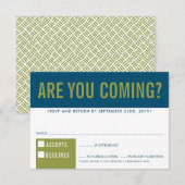 RSVP REACTIE fun bold block olijf donkerblauw Kaartje (Voorkant / Achterkant)