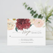 RSVP-reactie Herfst Chrysanthemum Marsala Roos Kaart (Staand voorkant)