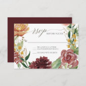 RSVP-reactie Herfst Chrysanthemum Roze Rozen Kaart (Voorkant / Achterkant)