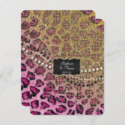 RSVP Reactie Hot Pink Gold Leopard Animal Print (Voorkant / Achterkant)