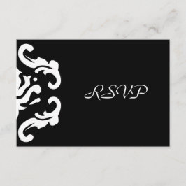 RSVP-reactie in stijlvol zwart-wit damast RSVP Kaartje