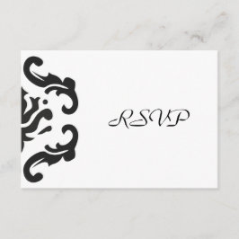 RSVP-reactie in stijlvol zwart-wit damast RSVP Kaartje