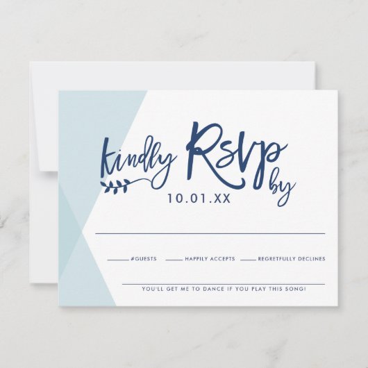 RSVP REACTIE KAART stijlvolle bleek blauw overlap (Voorkant)