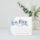 RSVP REACTIE KAART stijlvolle bleek blauw overlap (Staand voorkant)