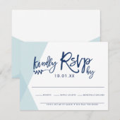 RSVP REACTIE KAART stijlvolle bleek blauw overlap (Voorkant / Achterkant)