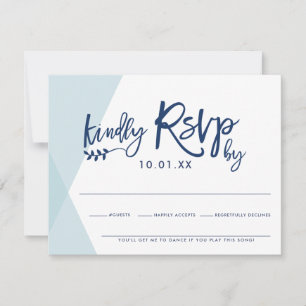 RSVP REACTIE KAART stijlvolle bleek blauw overlap