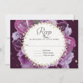 RSVP-reactie lavendel paarse bloemige krans met bl Kaart (Voorkant)