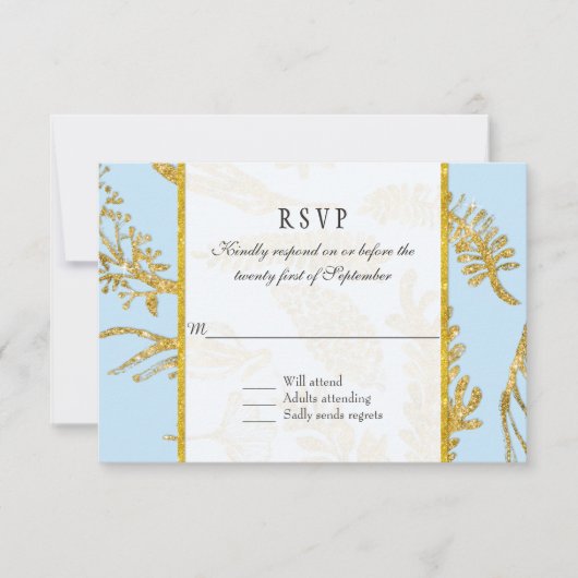 RSVP-reactie Modern handgetekende bladbladeren gou RSVP Kaartje (Voorkant)