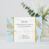 RSVP-reactie Modern handgetekende bladbladeren gou RSVP Kaartje (Staand voorkant)