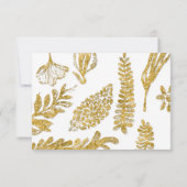 RSVP-reactie Modern handgetekende bladbladeren gou RSVP Kaartje (Achterkant)