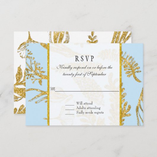 RSVP-reactie Modern handgetekende bladbladeren gou RSVP Kaartje (Voorkant / Achterkant)
