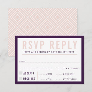 RSVP REACTIE modern vet aubergine blush Kaartje