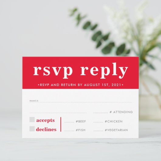 RSVP REACTIE modern vet jongen rijk rood (Staand voorkant)