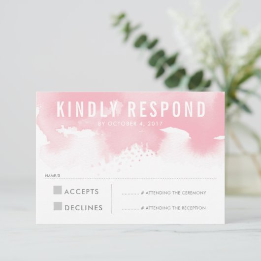 RSVP REACTIE Moderne waterverf blush roze (Staand voorkant)