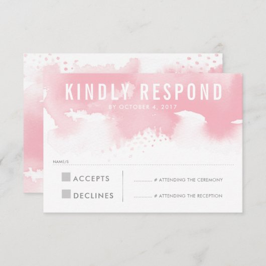 RSVP REACTIE Moderne waterverf blush roze (Voorkant / Achterkant)