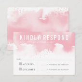 RSVP REACTIE Moderne waterverf blush roze Kaartje (Voorkant / Achterkant)