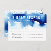 RSVP REACTIE moderne waterverf splash blauw (Voorkant / Achterkant)