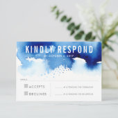 RSVP REACTIE moderne waterverf splash blauw Kaartje (Staand voorkant)