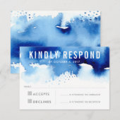 RSVP REACTIE moderne waterverf splash blauw Kaartje (Voorkant / Achterkant)