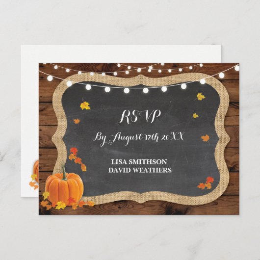 RSVP Reactie Pompoen Herfst Bruiloft Briefkaart (Voorkant / Achterkant)