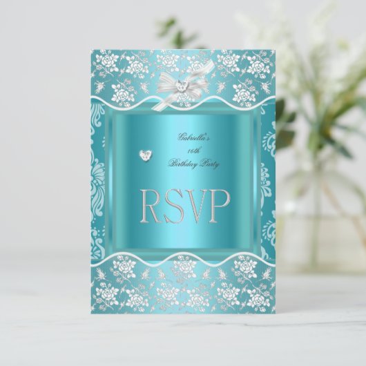 RSVP Reactie Reactie Blauw Wit Kant (Staand voorkant)