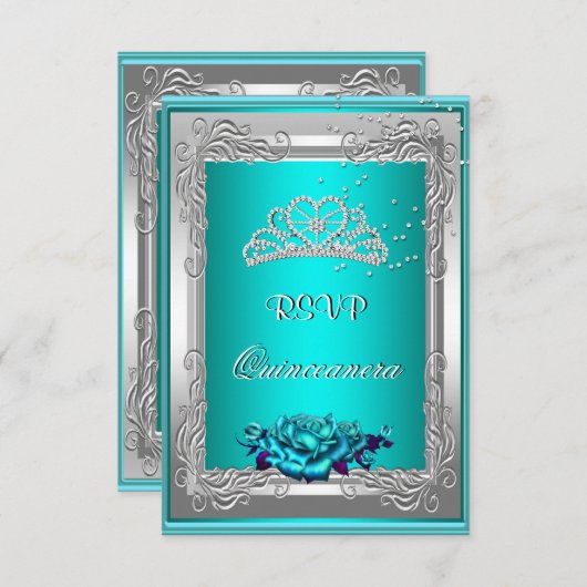 RSVP Reactie Reactie Blauwgroen Zilveren Rozen Qui (Voorkant / Achterkant)