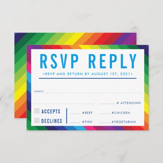 RSVP REACTIE REACTIE moderne kleurrijke regenboogs (Voorkant / Achterkant)
