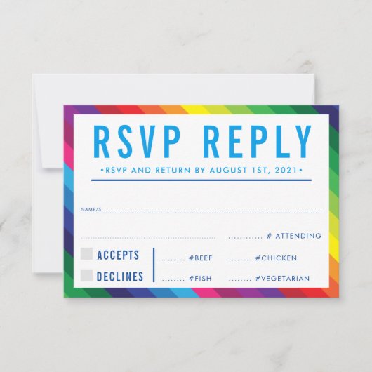 RSVP REACTIE REACTIE moderne kleurrijke regenboogs Kaartje (Voorkant)