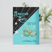 RSVP Reactie Reactie Verjaardagsfeest Blauwgroen G (Staand voorkant)