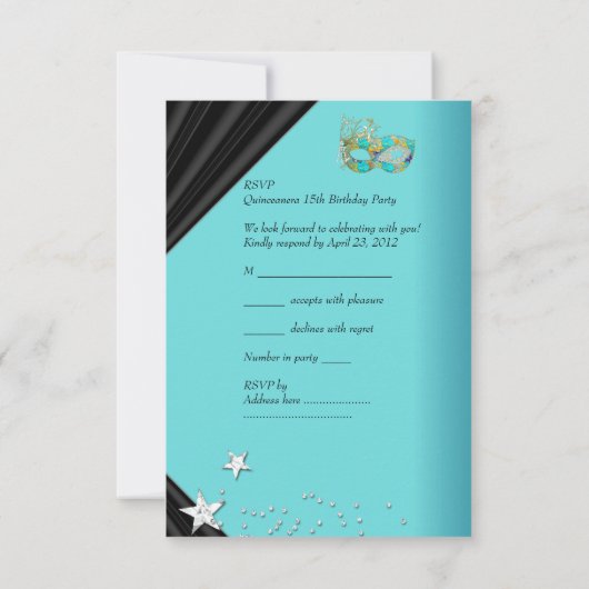 RSVP Reactie Reactie Verjaardagsfeest Blauwgroen G (Achterkant)