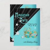 RSVP Reactie Reactie Verjaardagsfeest Blauwgroen G (Voorkant / Achterkant)