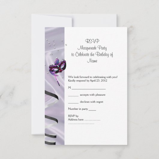 RSVP Reactie Reactie Verjaardagsfeestmasker Wit Ro (Achterkant)