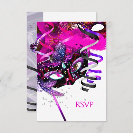 RSVP Reactie Reactie Verjaardagsfeestmasker Wit Ro (Voorkant / Achterkant)