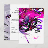 RSVP Reactie Reactie Verjaardagsfeestmasker Wit Ro Kaartje (Voorkant / Achterkant)