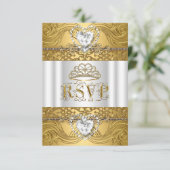 RSVP Reactie Reactie Wit Goud Quinceanera (Staand voorkant)