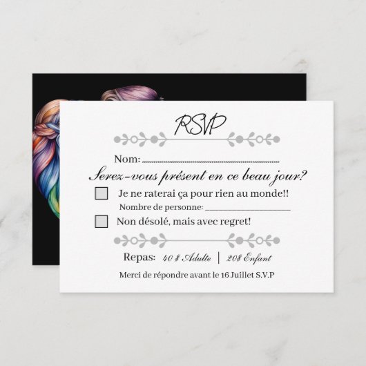 RSVP. Reactie RSVP Kaartje (Voorkant / Achterkant)