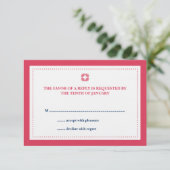 Rsvp-reactie van de Rode marine RSVP Kaartje (Staand voorkant)
