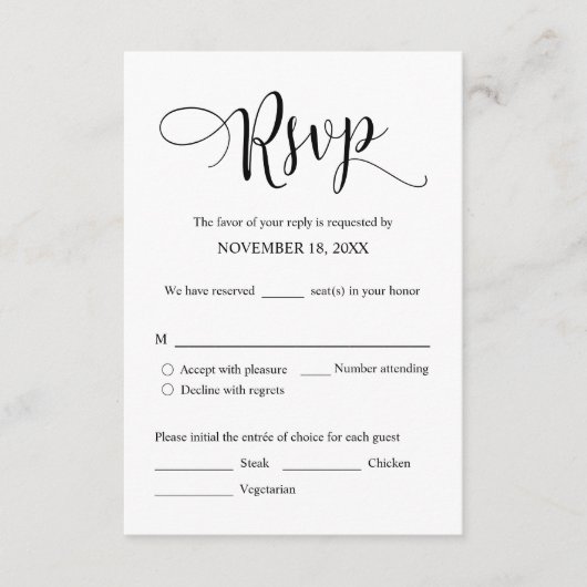 RSVP-reactie voor huwelijksuitnodiging, e-mailkaar Informatiekaartje (Voorkant)