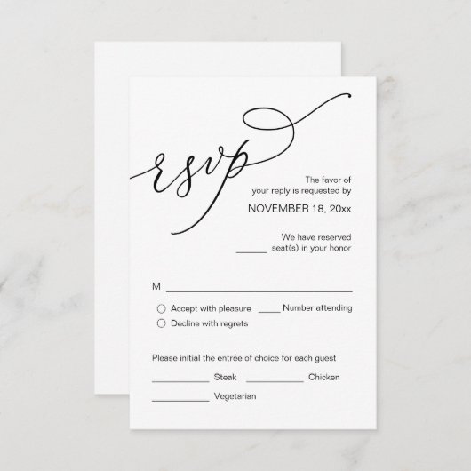 RSVP-reactie voor huwelijksuitnodiging, e-mailkaar Informatiekaartje (Voorkant / Achterkant)